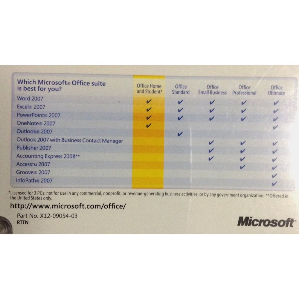 Microsoft MS Office Home and Student 2007 Word Excel PowerPoint OneNote Software - Picture 4 of 7